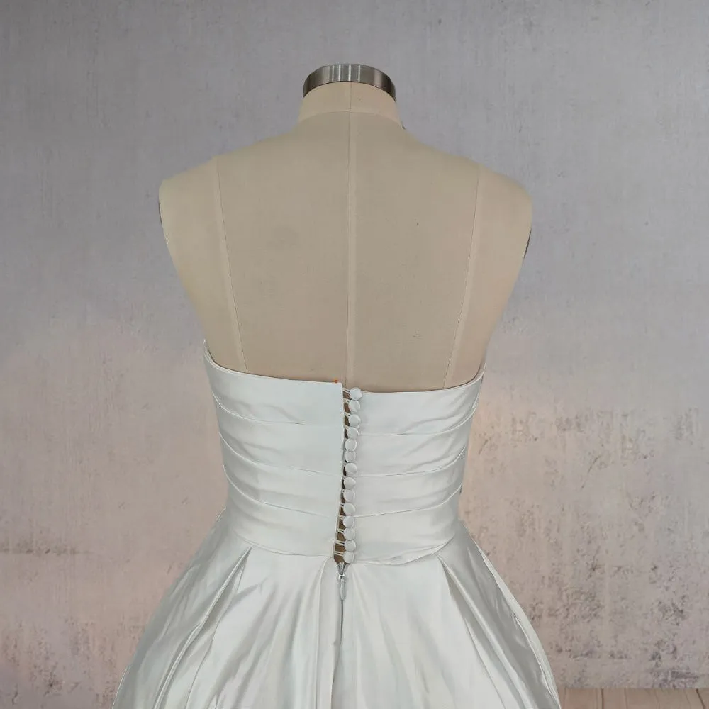 A-Line White Strapless Ruffled Wedding Dresses sold by KissProm product image thumbnail 5