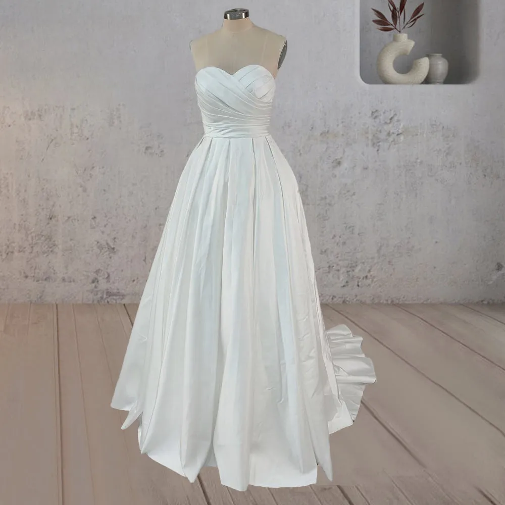 A-Line White Strapless Ruffled Wedding Dresses sold by KissProm product image thumbnail 4