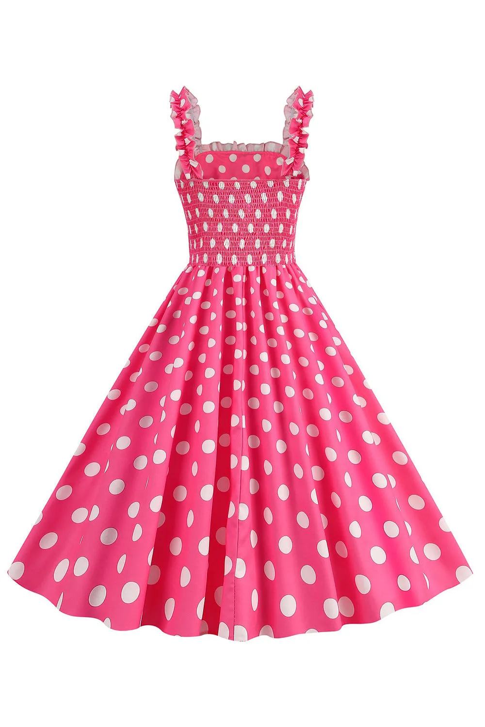 Pink Polka Dots A Line Smocked 1950s Dress sold by KissProm product image thumbnail 2