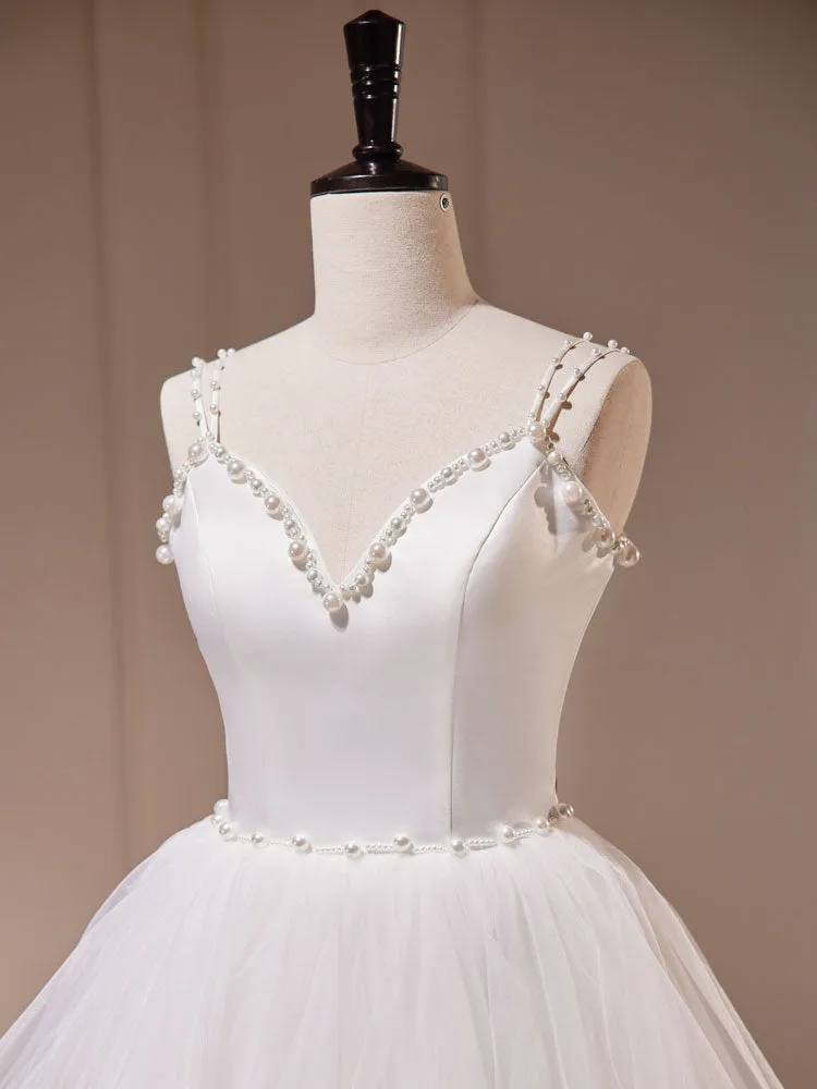 Quinceanera Dress White A-Line Tulle Long Prom Dress White Tulle Sweet Dresses sold by KissProm product image thumbnail 3