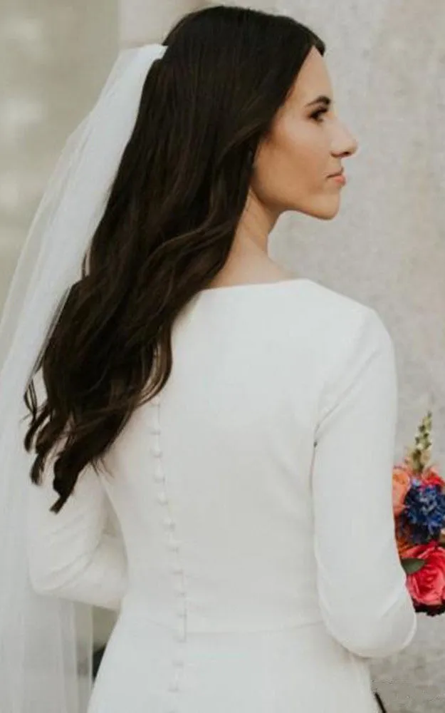 Kylie | Satin Chapel Train Mermaid Long Sleeve Wedding Dress sold by KissProm product image thumbnail 4
