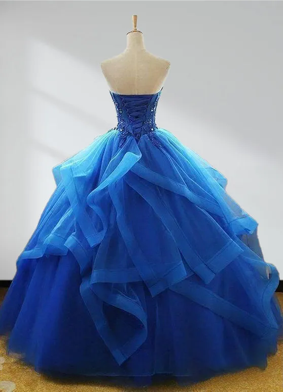 Maelys | Royal Blue Quinceanera Dresses Organza Lace Applique Prom Dresses sold by KissProm product image thumbnail 2