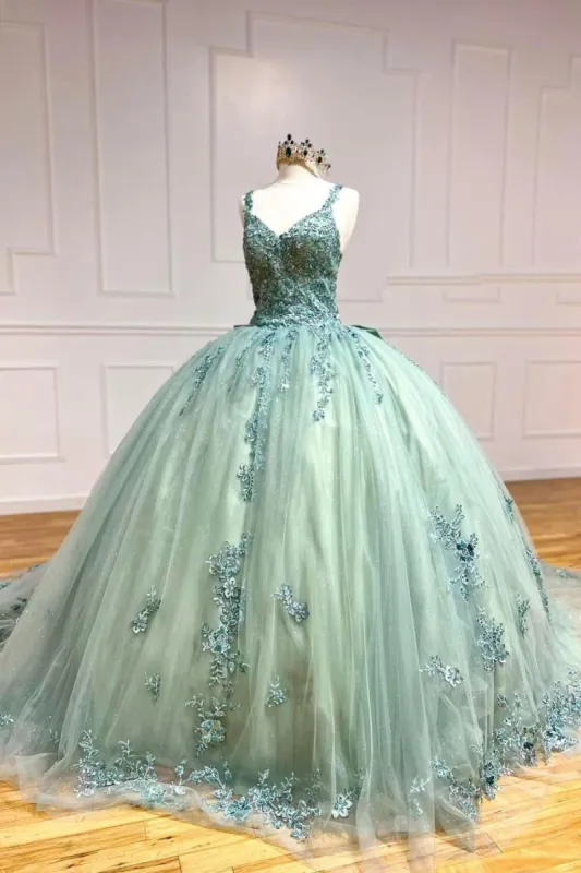 Quinceanera Dress Ball Gown Straps Sweetheart Quinceanera Dresses With Applique sold by KissProm