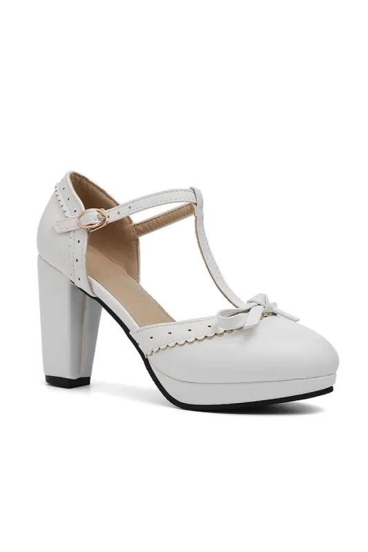 Retro Bow T-Strap High Heels Shoes sold by KissProm