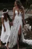 Henley | White Boho A-Line Lace Wedding Dress with Appliques sold by KissProm