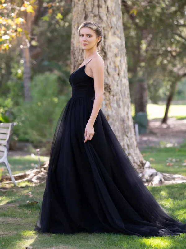 Deep V-neck Tulle Sweep Train Prom Dress sold by KissProm