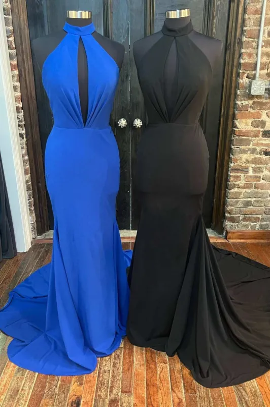 Halter Keyhole Mermaid Long Formal Gown sold by KissProm