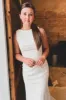 White Satin Bateau Open Back Mermaid  Long Wedding Dress sold by KissProm
