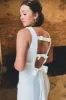 White Satin Bateau Open Back Mermaid  Long Wedding Dress sold by KissProm