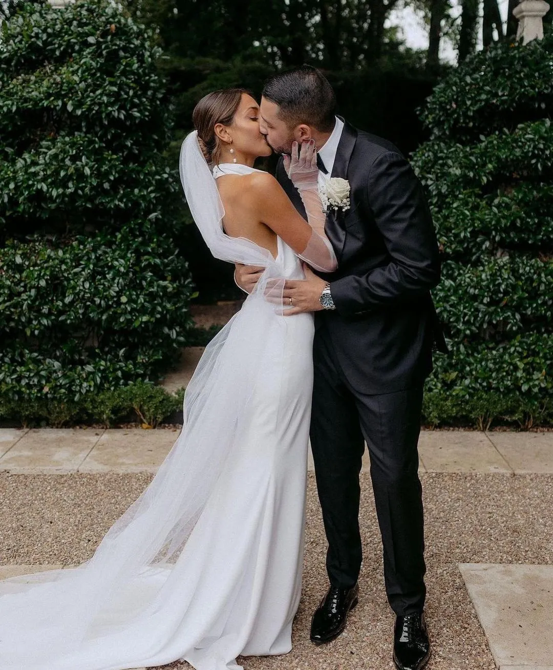 Hessie | Elegant Mermaid White Halter Satin Wedding Dresses sold by KissProm product image thumbnail 3