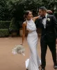 Hessie | Elegant Mermaid White Halter Satin Wedding Dresses sold by KissProm