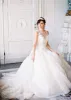 A-line Tulle Lace Appliques Princess Covered-Button Wedding Gown sold by KissProm