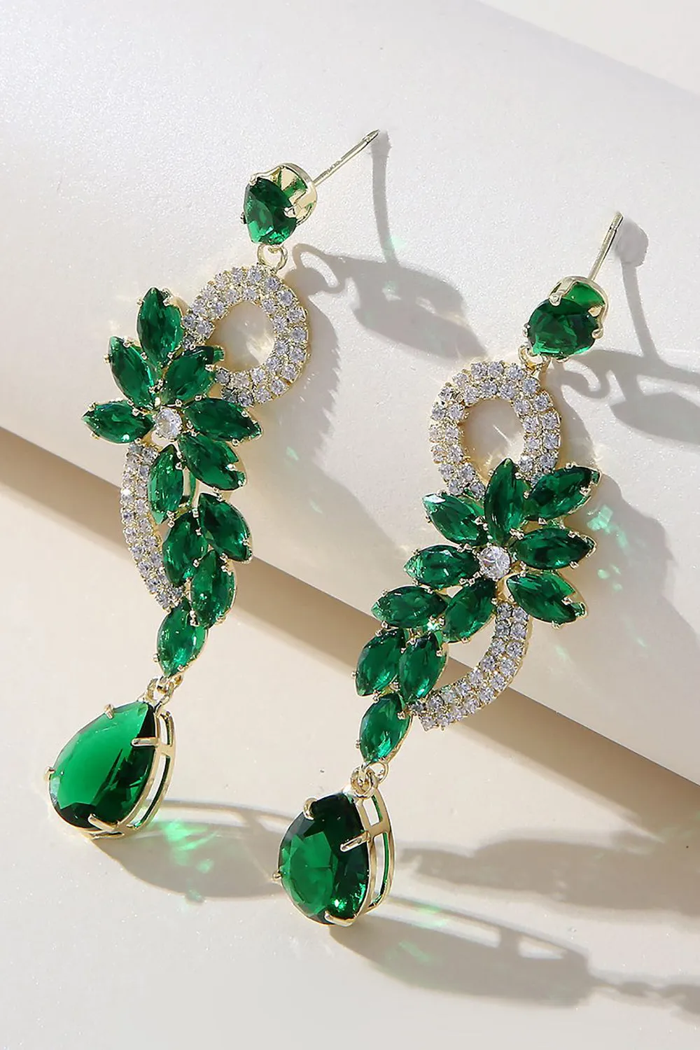 Green Rhinestone Beaded Prom Earrings sold by KissProm