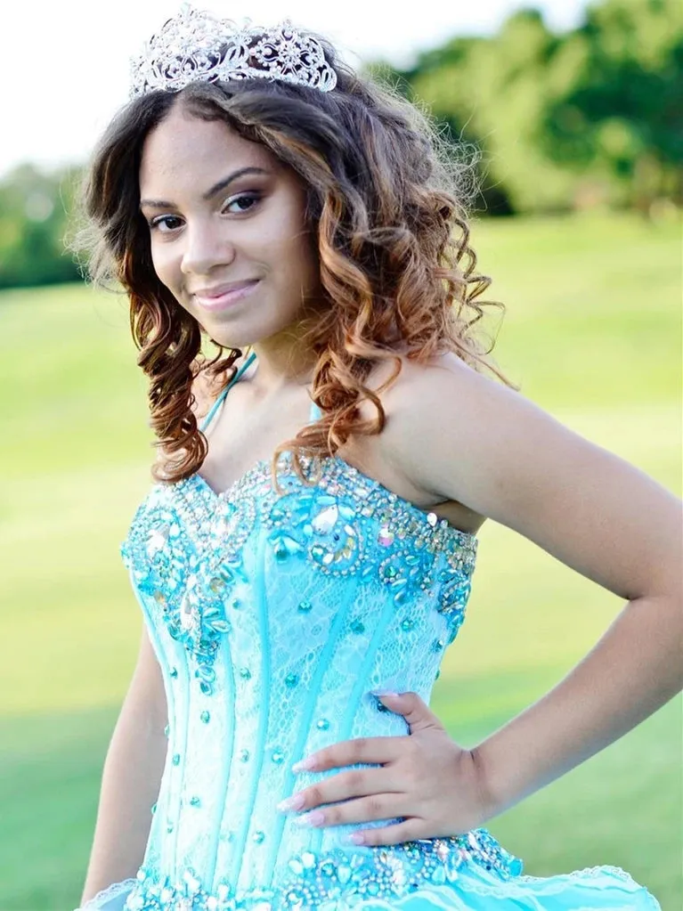 Halter Tulle Ball Gown Quinceanera Dresses With Rhinestones sold by KissProm product image thumbnail 5