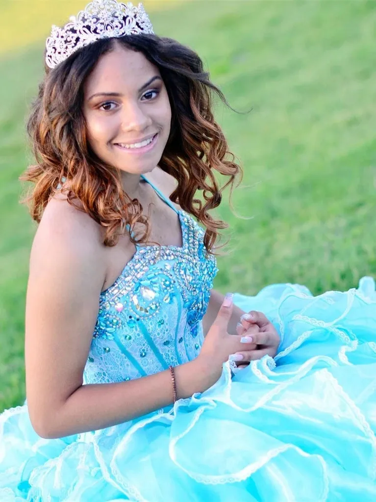 Halter Tulle Ball Gown Quinceanera Dresses With Rhinestones sold by KissProm product image thumbnail 4