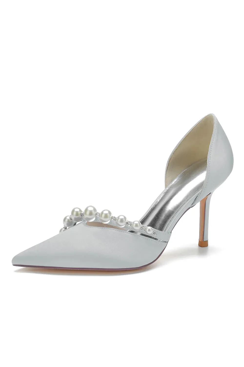 Pearl Strap Pointed Toe Satin High Heels sold by KissProm product image thumbnail 2