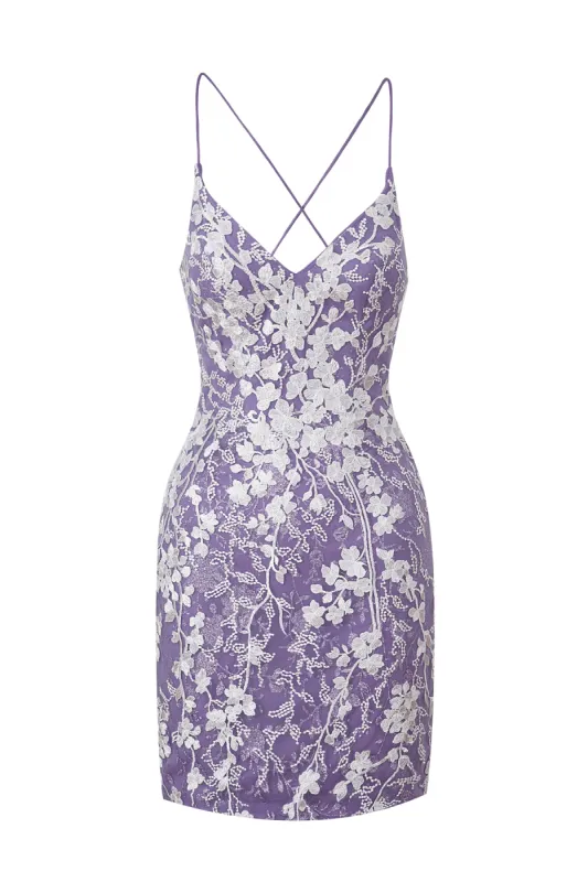 Savannah | Sheath Short Spaghetti Straps Lace Homecoming Dress sold by KissProm