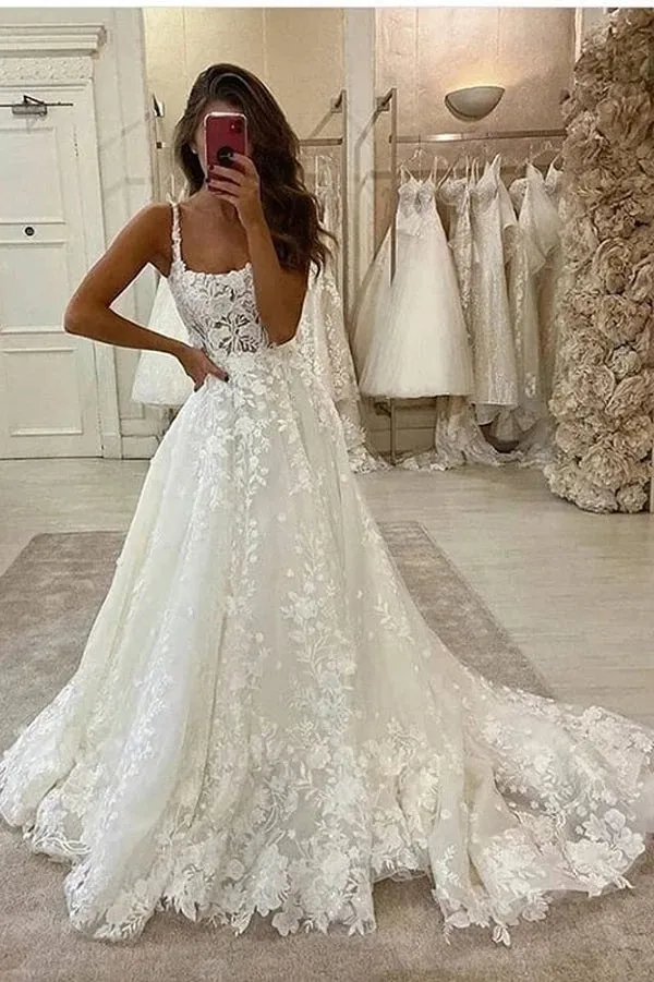 Gorgeous Ball Gown Scoop Neck Open Back Lace Wedding Dresses sold by KissProm product image thumbnail 2
