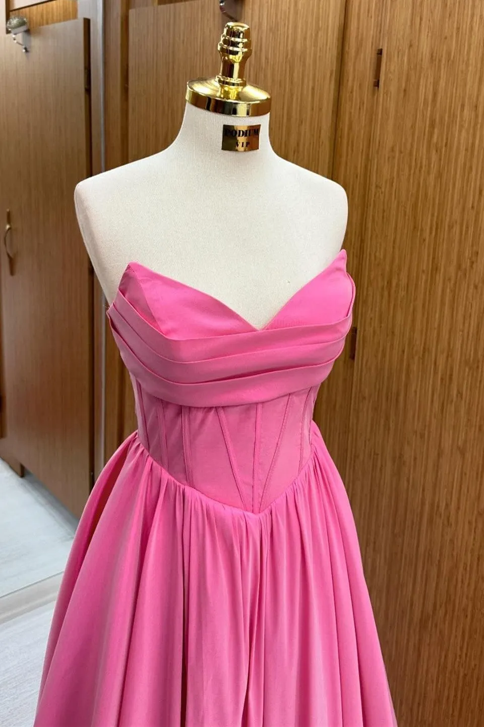 Hot Pink Strapless Lace-Up A-Line Long Formal Dress sold by KissProm product image thumbnail 3