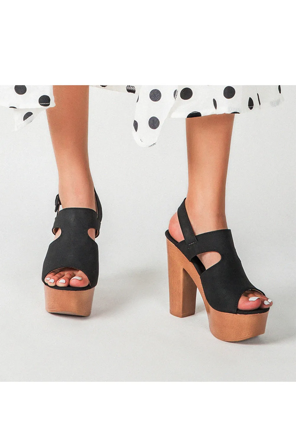 Outdoor Peep Toe Sandals Chunky Heel Microfiber Leather Fashion Shoes With Buckle sold by KissProm product image thumbnail 4