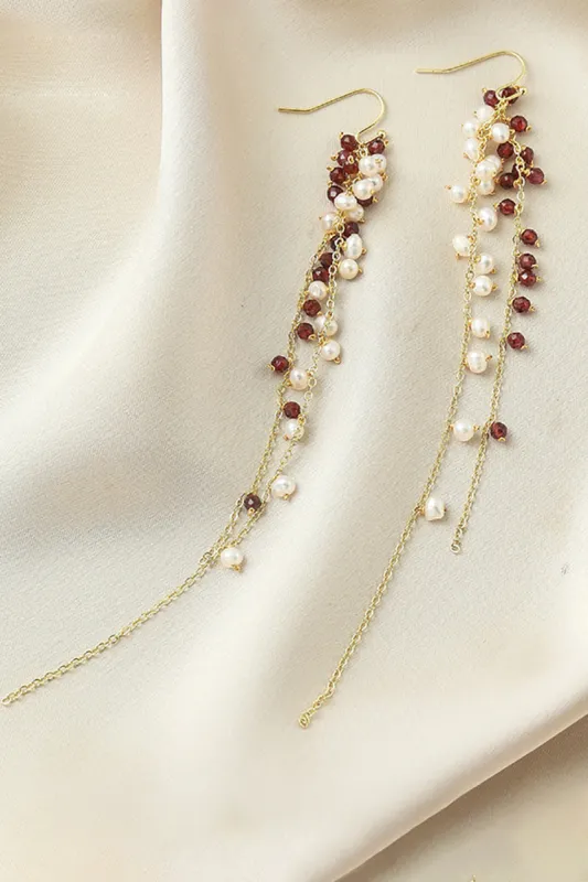 Golden Freshwater Pearl Tassel Earrings sold by KissProm
