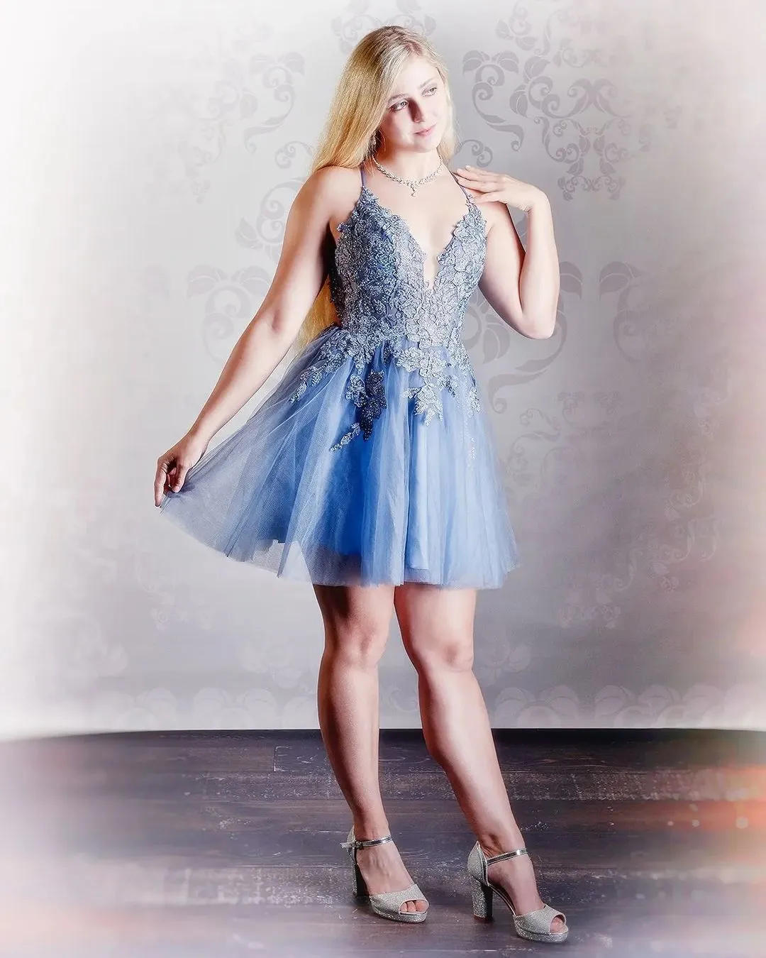 Anya | A Line Applique BlushTulle Short Homecoming Dress sold by KissProm product image thumbnail 4