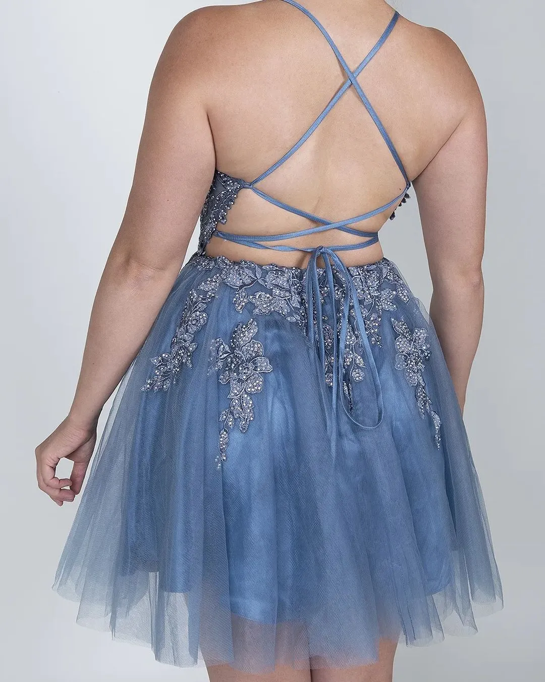 Anya | A Line Applique BlushTulle Short Homecoming Dress sold by KissProm product image thumbnail 5