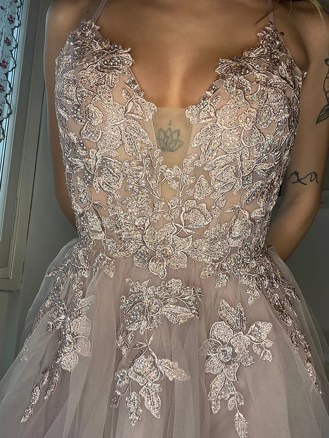 Anya | A Line Applique BlushTulle Short Homecoming Dress sold by KissProm product image thumbnail 3