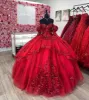 Red Ball Gown Off-the-Shoulder Lace-Up Back Quinceanera Dresses sold by KissProm