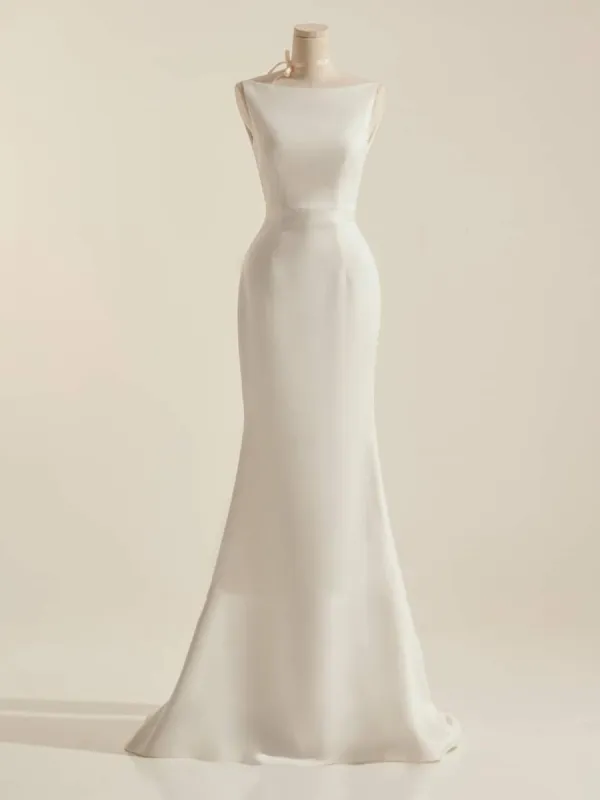 Simple Sleeveless Mermaid Wedding Dress With Sexy Bow sold by KissProm
