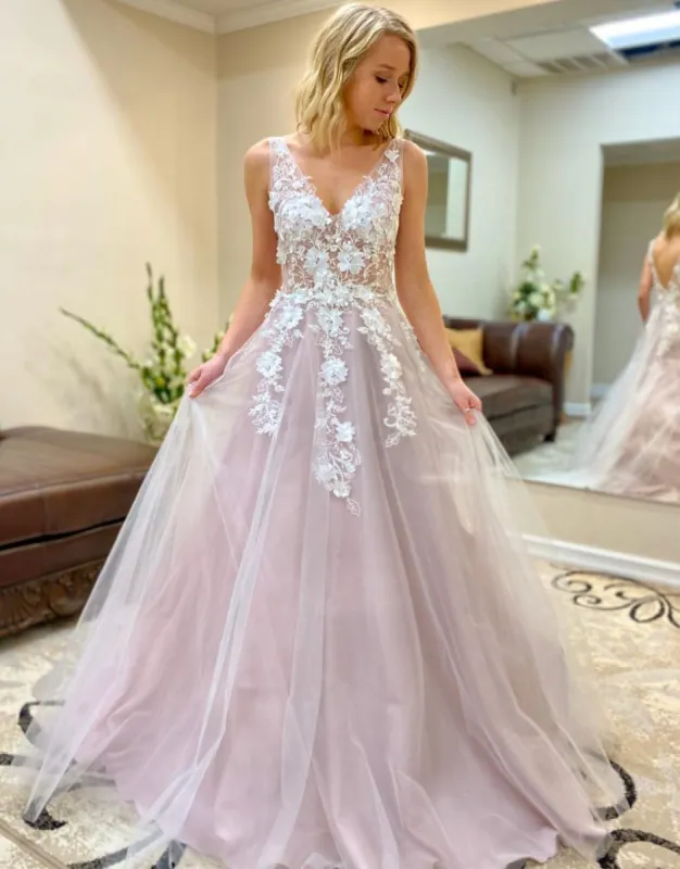 Jemma | A-Line Floor Length Prom Evening Dress With Appliques sold by KissProm