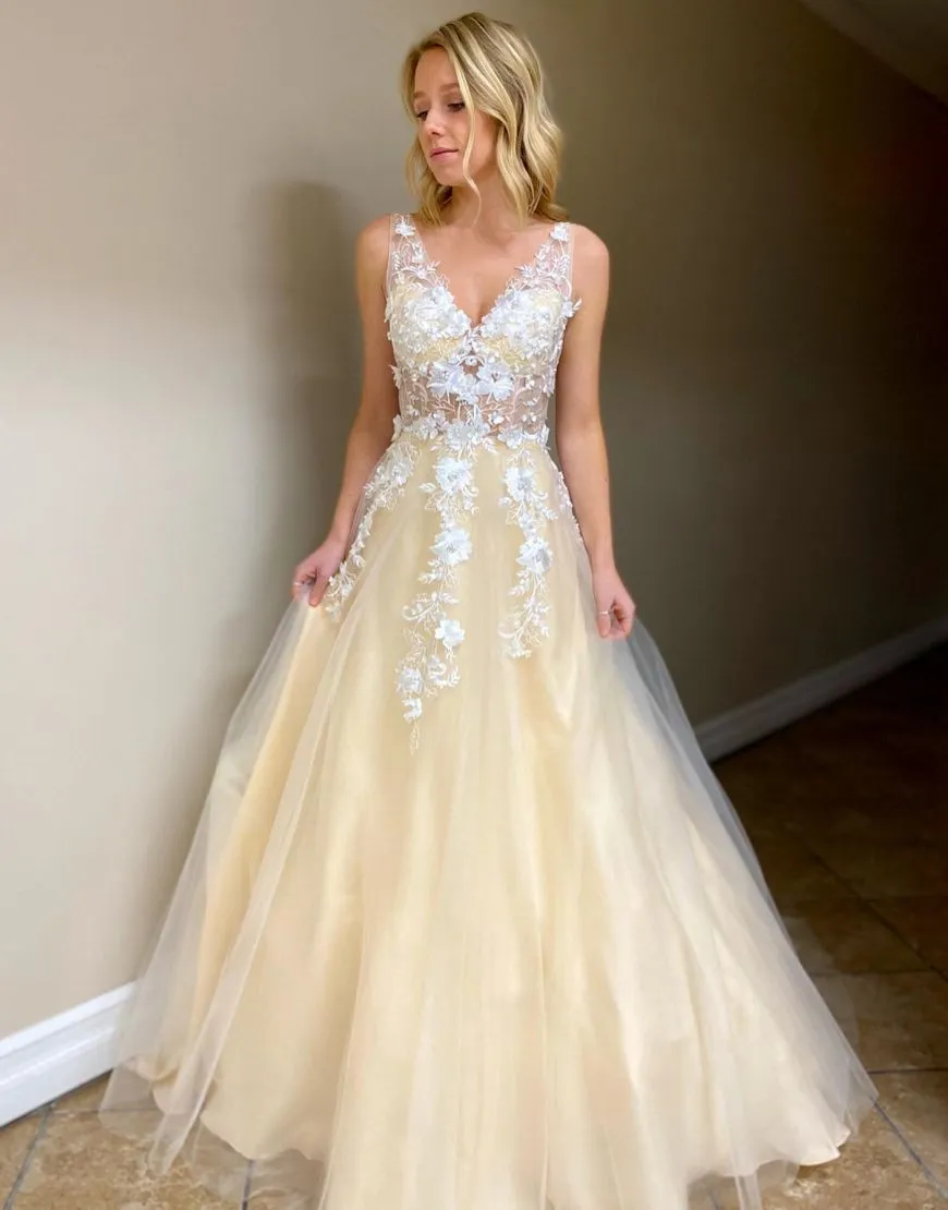 Jemma | A-Line Floor Length Prom Evening Dress With Appliques sold by KissProm product image thumbnail 5