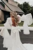 Fairy Mermaid Satin Long Wedding Dresses with Long Sleeves sold by KissProm