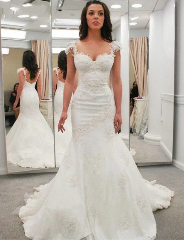Lace Applique Strap Pleated Lace Gown With Open Back Style sold by KissProm