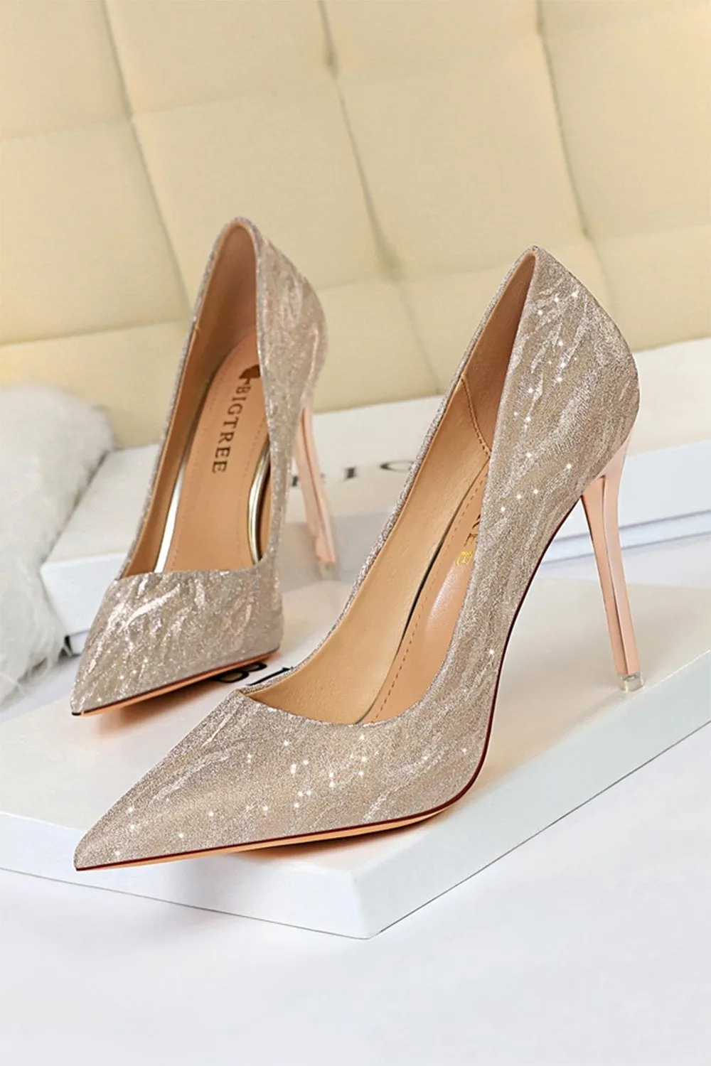 Shallow Toe Sequined Stiletto High Heels sold by KissProm product image thumbnail 3