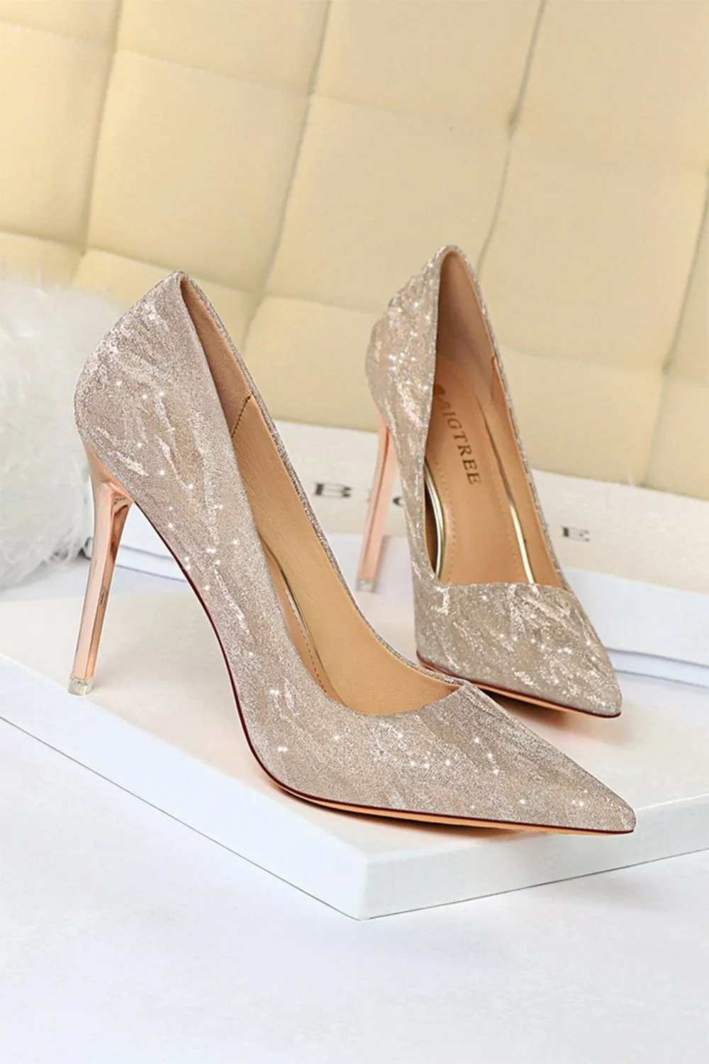 Shallow Toe Sequined Stiletto High Heels sold by KissProm product image thumbnail 4