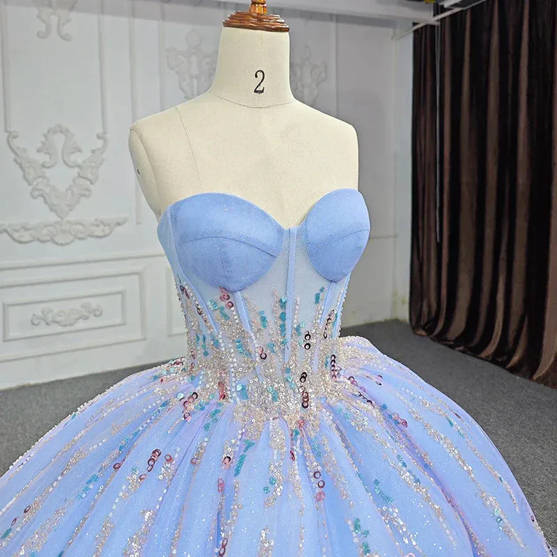 Quinceanera Dress Chic Strapless Sweep Train Evening Dresses Sweetheart Lace Up Prom Dresses sold by KissProm product image thumbnail 3