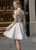 Marilla | Short White A-Line Illusion Neck Long Sleeves Lace Wedding Dresses sold by KissProm