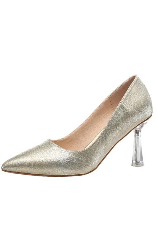 Office Shoes Microfiber Leather Close Toe Stiletto Heel With Sparkling Glitter sold by KissProm