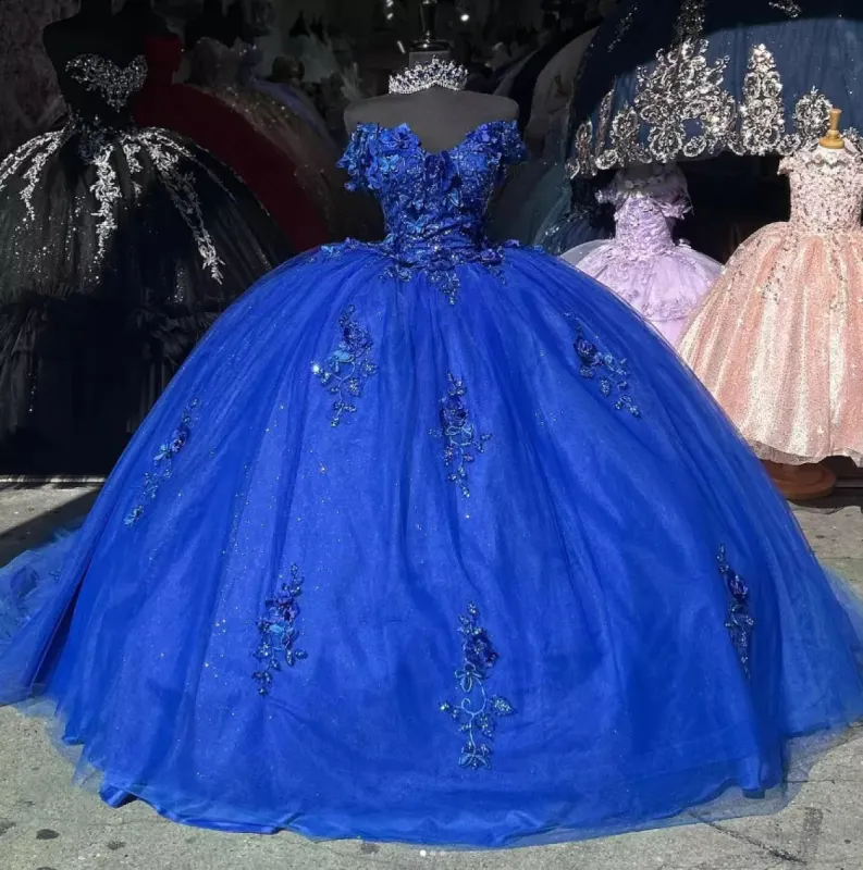 Off the Shoulder Royal Blue Quinceanera Dresses with Appliques sold by KissProm