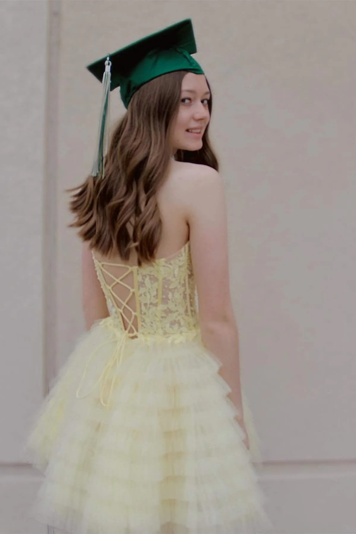 Dorella | Sweetheart Periwinkle Corset Ruffle Homecoming Dress with Appliques sold by KissProm product image thumbnail 4