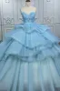 Romantic Princess Sleeveless Quinceanera Dresses Ruffle Strapless Sequins Ball Gown sold by KissProm