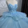 Romantic Princess Sleeveless Quinceanera Dresses Ruffle Strapless Sequins Ball Gown sold by KissProm