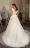 Casual V-neck A Line Tulle Court Train Wedding Dress with Ruching sold by KissProm