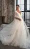 Casual V-neck A Line Tulle Court Train Wedding Dress with Ruching sold by KissProm