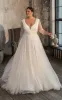 Casual V-neck A Line Tulle Court Train Wedding Dress with Ruching sold by KissProm