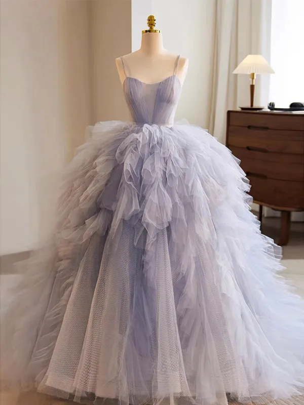Quinceanera Dress Blue Tulle Long Prom Gown Blue Tulle Long Sweet Dress sold by KissProm