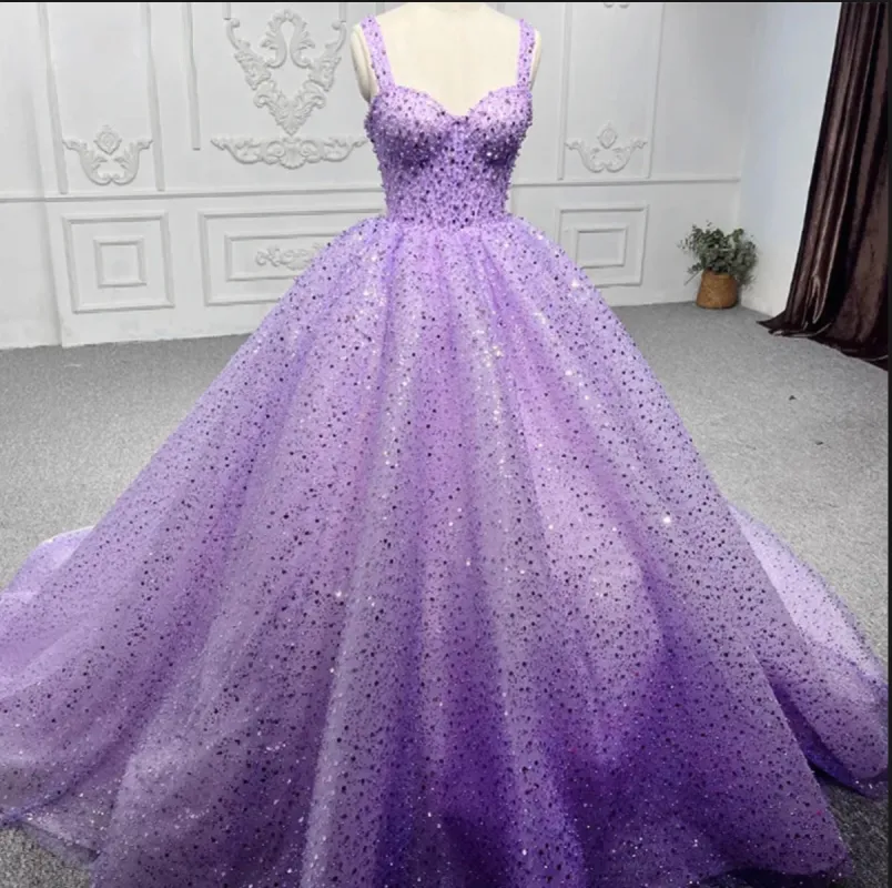 Purple Sweetheart Sequined Evening Party Dress sold by KissProm
