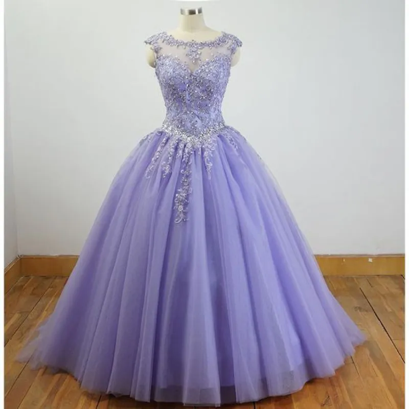 Lavender Ball Gown Quinceanera Dresses Lace Appliqued Dress sold by KissProm