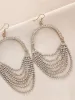 Silver Rhinestones Tassel Hoop Round Earrings sold by KissProm